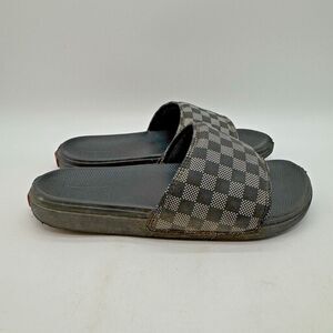 Vans Off The Wall Checkerboard La Costa Slide Youth 4 Black & White Skate Sandal